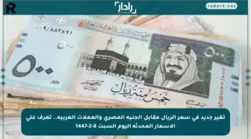تغير جديد في سعر الريال مقابل الجنيه المصري والعملات العربية.. تعرف على الأسعار المحدثة اليوم السبت 8-2-1447